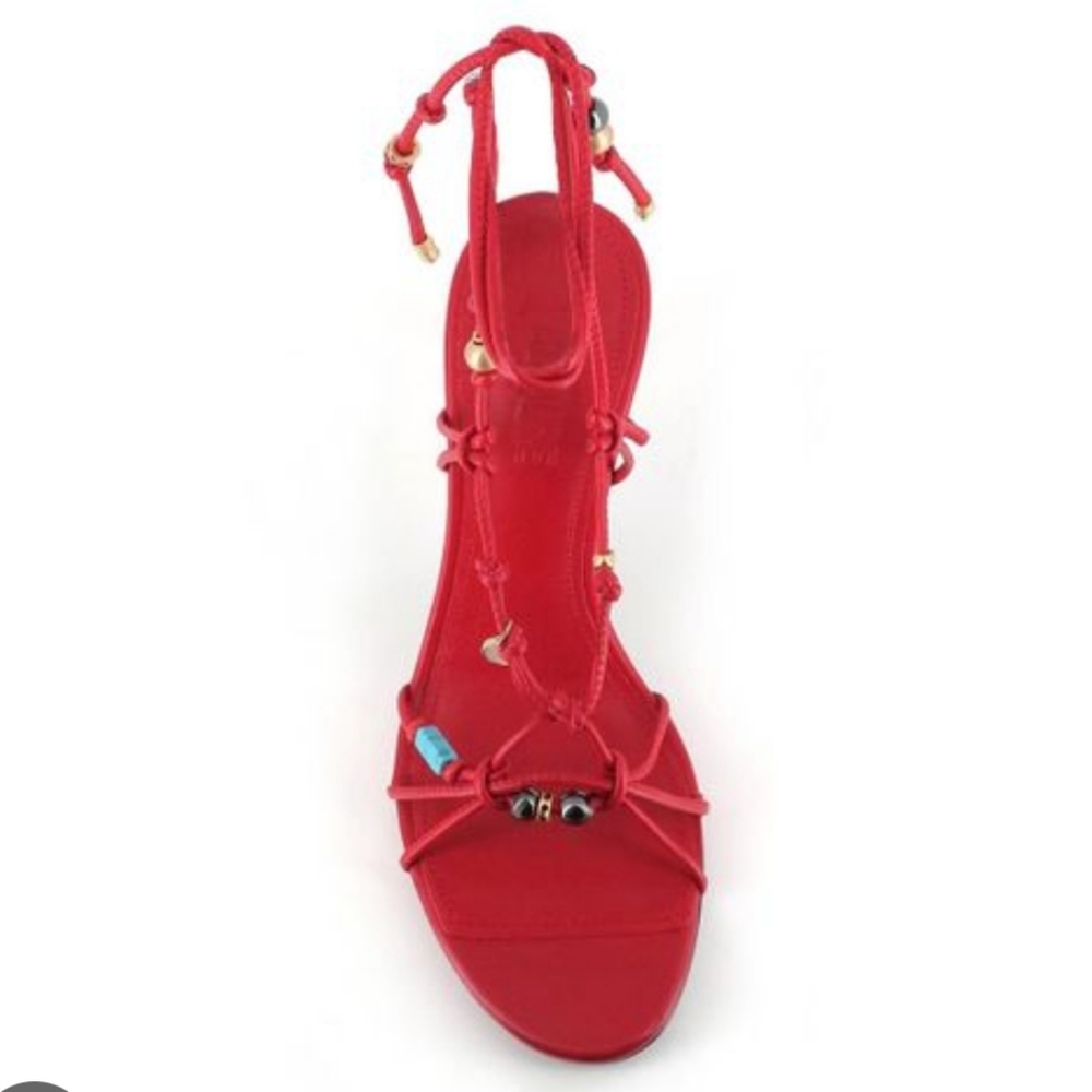 $598 Zadig & Voltaire Alana Leather charm jewel stone strappy Sandals High Heels - Picture 8 of 15